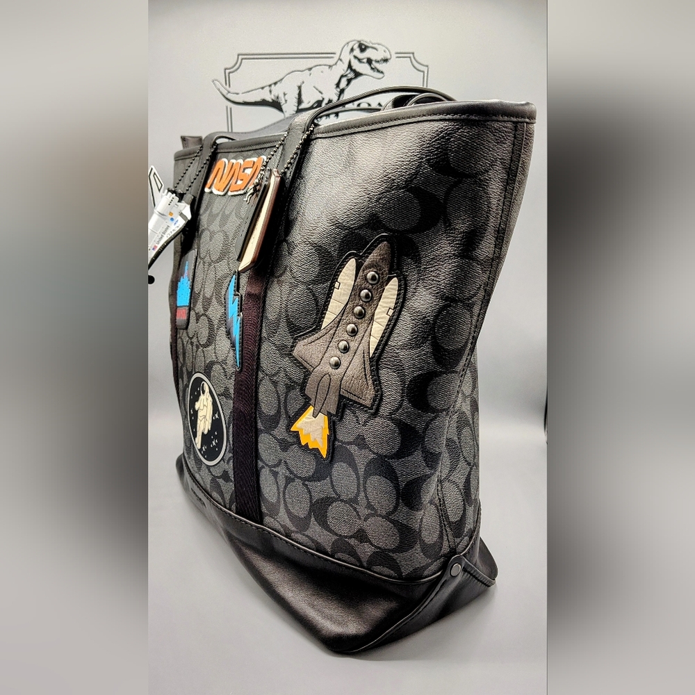 RARE! Coach X NASA City Tote -Upcycled- One-of-a-Kind Black/Grey - Picture 5 of 16